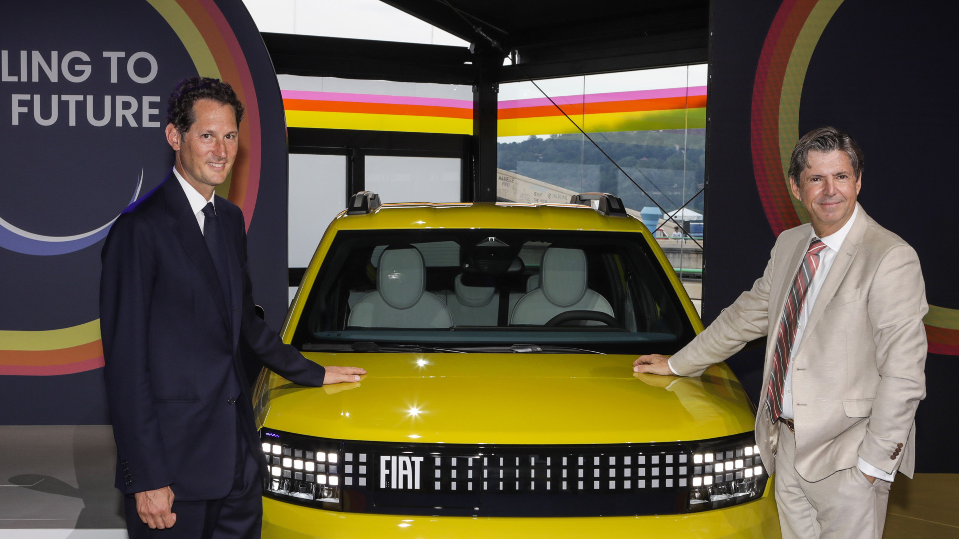 John Elkann ed Olivier Francois con la Fiat Grande Panda