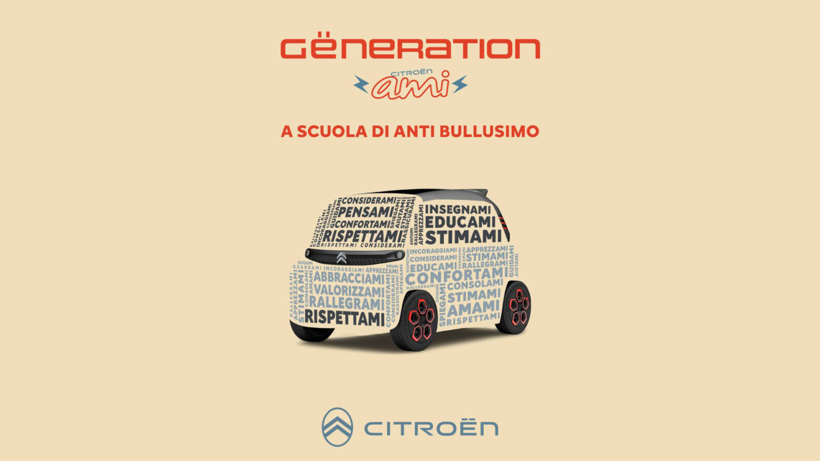 La grafica di Citroën per il progetto 'Generation AMI a scuola di anti bullismo'