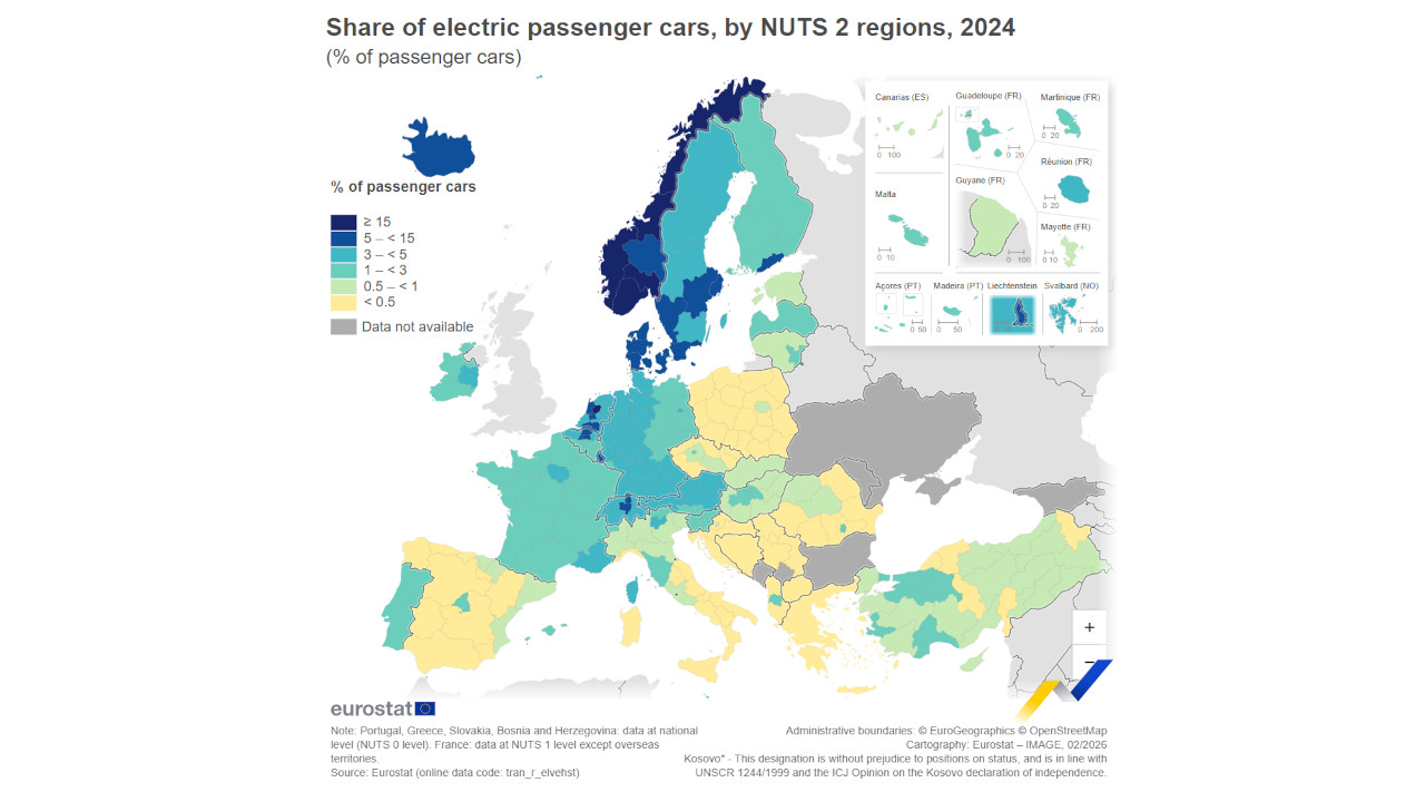 La mappa della diffusione delle auto elettriche in Europa