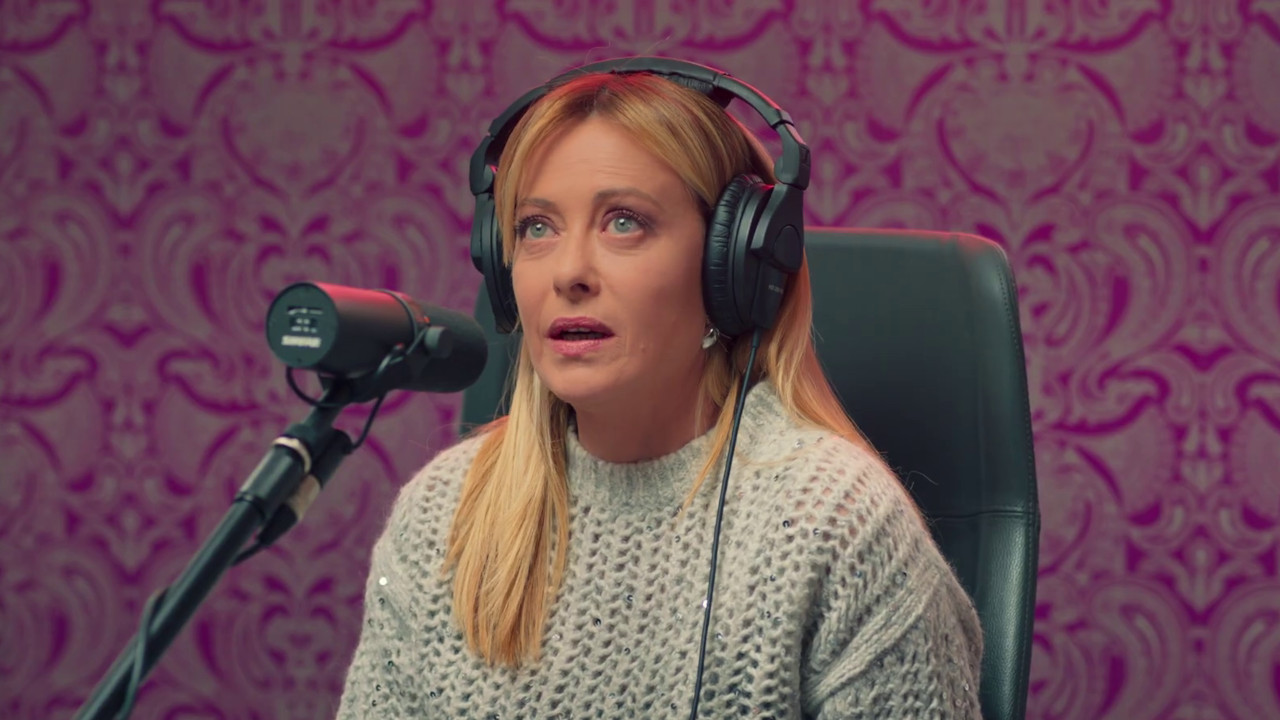 La premier Giorgia Meloni durante il talk